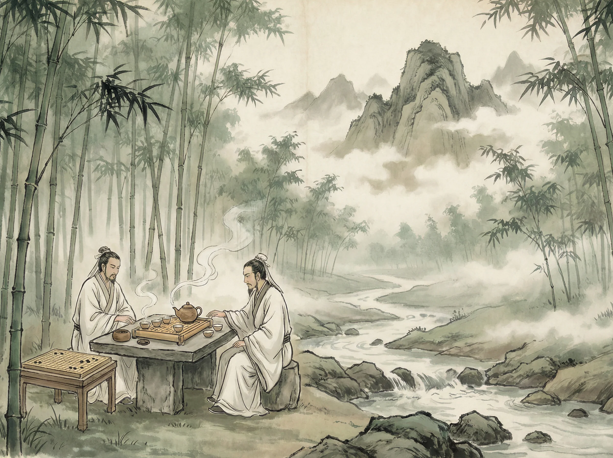 竹林中品茶对弈，体验 盛世棋牌2 禅意生活